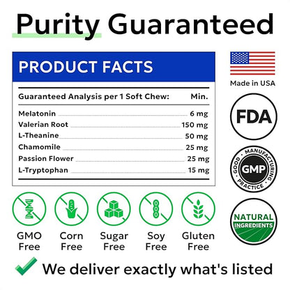 (MAX Strength) Melatonin for Dogs to Sleep & Anxiety Aid - Medium & Small Breeds - 6mg Doggie Sleeping Pills - 120 Treats