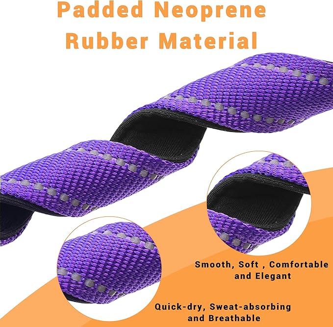 2 Pack Reflective Dog Collar with Safety Locking Buckle, Adjustable Soft Breathable Comfortable Nylon Pet Collar for Small, Medium and Large Dogs, Purple, XS