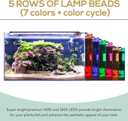 hygger Fish Aquarium LED Light, 14W 24/7 Lighting Sunrise-Daylight-Moonlight Mode DIY , Adjustable Timer/Brightness with Extendable Bracket 7 Colors for Planted Tank