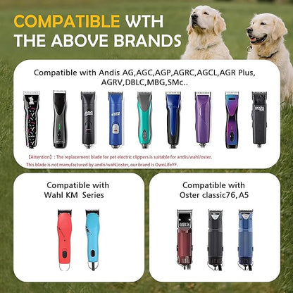 10# Dog Grooming Clipper Replacement Blades, Detachable Blade Compatible with Andis/wahl/Oster Pet Clippers,10 Blade 1/16-inch, Made of Ceramic & Stainless Steel Blade, Black