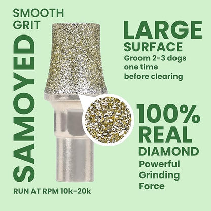 Diamond Dog Nail Grinder Attachment, Diamond Rotory Bit for Dogs&Pets Nail Care, Made for Dremel Grinder for Animals Nail Care & Home Grinder Tools, Samoyed, Smooth-grit
