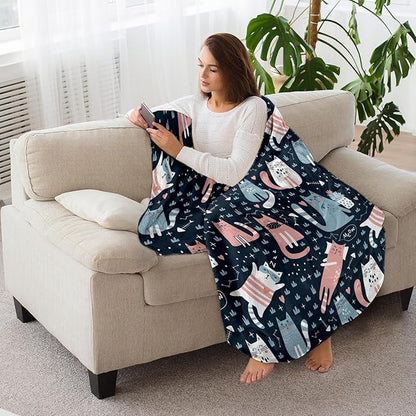 Cat Blanket, Cats Gifts for Girls Women, Cat Gift for Cats Lovers, Birthday Gifts Decor Throw Blanket 50"x60"