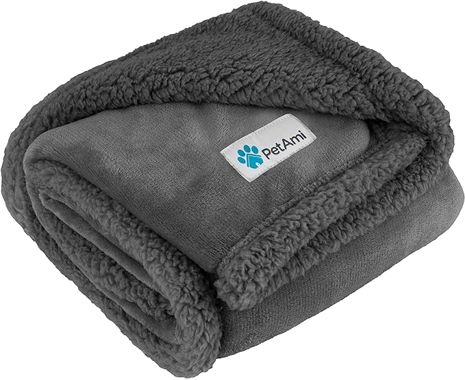 PetAmi Waterproof Dog Blanket for Small Medium Dog, Pet Puppy Blanket Couch Cover Protection, Sherpa Fleece Cat Blanket Couch Sofa Bed Furniture Protector Reversible Soft Washable 29x40 Grey Grey
