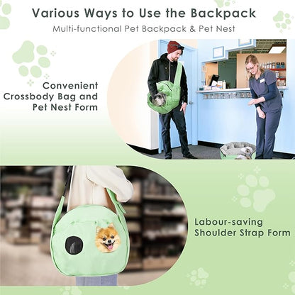 Small Dog Carrier Sling and Pet Nest, Soft-Sided Pet Sling Carrier with Thick Padded, Reversible Puppy Pouch with Breathable Mesh, Adjustable Strap, Dual-use Dog/Cat Travel Bag/Bed for Outdoor（5-22lb）