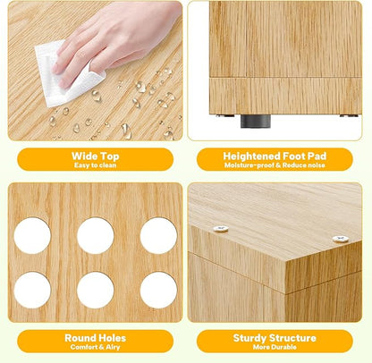 Dog Crate Furniture, SAUCE ZHAN Dog Kennel with Cushion for Small/Medium Dogs, End Side Table Wooden Crate for Pets Indoor, Wood Color