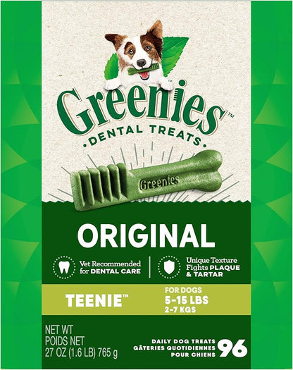 Greenies Original Teenie Dental Dog Treats, 27 oz. Pack (96 Treats)