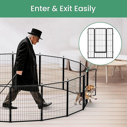 Dog Playpen 32 Inch 8 Panels, Heavy Duty Metal Pet Playpen Indoor Outdoor for Camping, Yard, RV, Garden Fence, Privacy Patio, Black