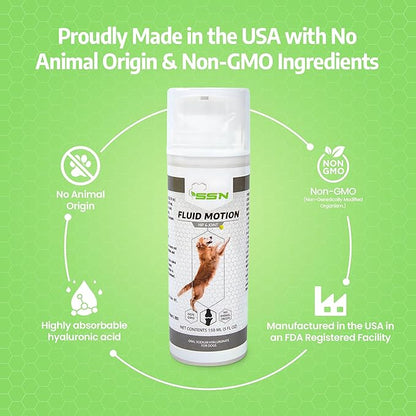 Fluid Motion - Hip & Joint Support for Dogs - Liquid Hyaluronic Acid - Mobility, Comfort and Joint Supplement for Senior Dogs - Apple Flavor - Glucosamine Alternative (60-120+ Day Supply)