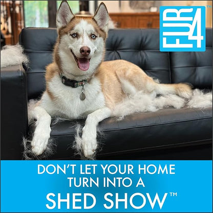 FUR4 deShedding Dog Brush for Short Hair Dogs  Pet Hair Brush with 4 Carbon Fiber Edges  deShedding Tool Removes Loose Fur  Gentle & Effective Dog Grooming Brush for Shedding