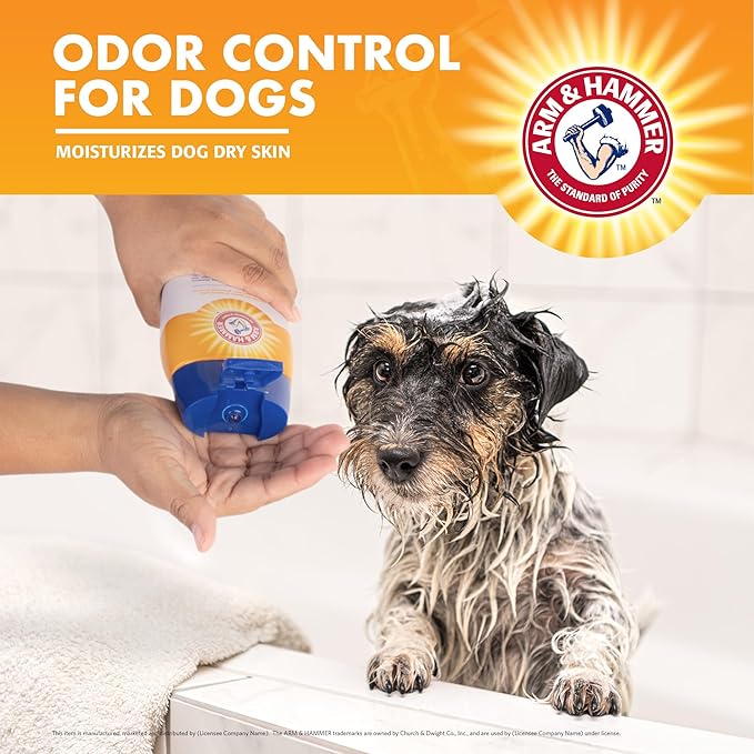 Arm & Hammer Deodorizing Dog Shampoo for Smelly Dogs & Puppies with Baking Soda, Moisturizing Dog Shampoo for Sensitive Skin - Dog Odor Shampoo - Kiwi Blossom Scent, 20 Fl Oz