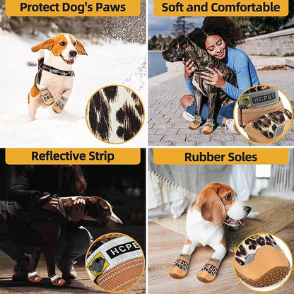 Dog Shoes for Small Dogs, Dog Boots & Paw Protectors for Hardwood Floors, Outdoor Dog Booties for Hot Pavement Winter Snow Hiking, Waterproof Dog Shoes with Reflective Strips Size 1