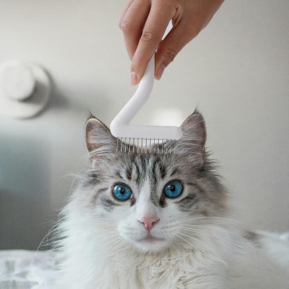 Cat Brush for Long Haired Cats & Indoor Cats, Dog Brush for Shedding & Grooming, Deshedding Dog Brush Dematting Comb for Dogs Remove Loose Hair & Matted Fur, Pet Undercoat Rake, White