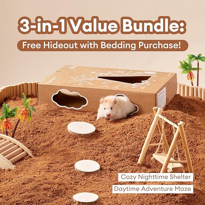 BUCATSTATE 5L Natural Coco Fiber Hamster Bedding, Soft Natural Coco Fiber Substrate for Small Pets & Dwarf Syrian Hamsters, Gerbils, Mice, Low-dust Hamster Hamsters