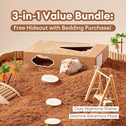 BUCATSTATE 5L Natural Coco Fiber Hamster Bedding, Soft Natural Coco Fiber Substrate for Small Pets & Dwarf Syrian Hamsters, Gerbils, Mice, Low-dust Hamster Hamsters