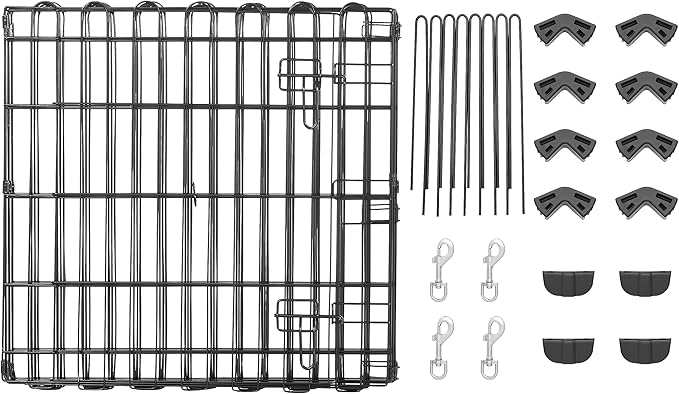 Amazon Basics Foldable Octagonal Metal Exercise Puppy / Dog Playpen - Indoor/Outdoor, Single Door, Extra Small (8 Panels, 24 x 24), Easy to assemble and store, 24" - Puppy, Black