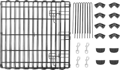 Amazon Basics Foldable Octagonal Metal Exercise Puppy / Dog Playpen - Indoor/Outdoor, Single Door, Extra Small (8 Panels, 24 x 24), Easy to assemble and store, 24" - Puppy, Black
