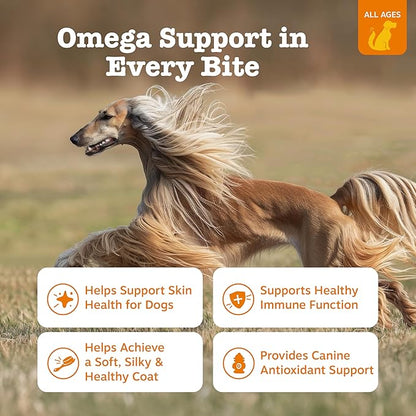 Zesty Paws Omega 3 Alaskan Fish Oil Chew Treats for Dogs - with AlaskOmega for EPA & DHA Fatty Acids - Hip & Joint Support + Skin & Coat Chicken Flavor (90 Soft Chews)