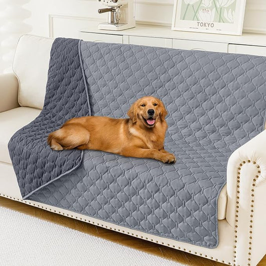 Smiry Waterproof Dog Blanket, Soft Dog Bed Cover Pet Blanket, Reversible Couch Cover for Dogs Washable, Pet Couch Covers for Sofa Furniture Protector for Puppy Cat (68x82 Inch, Grey/Dark Grey)