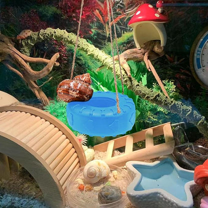 Hermit Crab Tire Swing Toy, Hermit Crab Climbing Toy, Reptile Tank Aquarium Decoration Accessory, Suitable for Small to Medium Sized Hermit Crabs, 3.7 Inches in Diameter