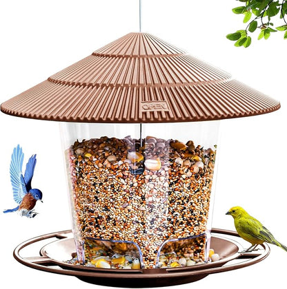Bird Feeder Outdoor Hanging for Wild Bird Seed, Brown