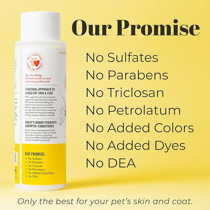 Skout's Honor Probiotic Pet Shampoo & Conditioner with Avocado Oil & Omega-3s, 97% Natural, Paraben & Sulfate-Free, Cruelty-Free, 16oz, Honeysuckle