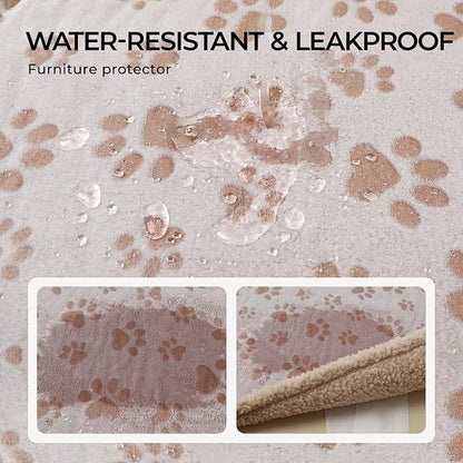 Luciphia Waterproof Pet Blankets for Couch Sofa Bed Cover Liquid Pee Proof Washable Soft Fluffy Large Dog Blanket Reversible Furniture Protection Heart Paw Khaki X-Largeï¼85" x 57"ï¼