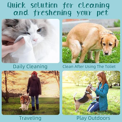 Pet Hypoallergenic Wipes, Extra Thick Cat Wipes for Cleaning Small Animal's Paws,Ears,Butt,Face and Eyes,Portable Organic Paw Wipes for Cats,Ideal for Home or Travel (320 Count (Pack of 4))