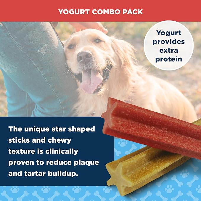 American Kennel Club Dentacare Variety Pack Dog Treats, Includes Yogurt with Strawberry, Yogurt with Blueberry, and Yogurt with Banana, Good for Dog Dental Health, 20 Count