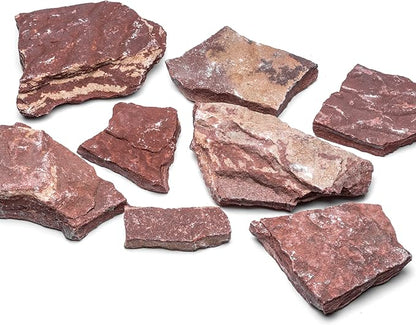 Natural Slate Stone for Aquariums, Fish Tanks, Terrariums, Aquascaping and Amphibian Enclosures, Mix of Large and Medium Size Rocks - by SubstateSource (20 Pounds, Red River)