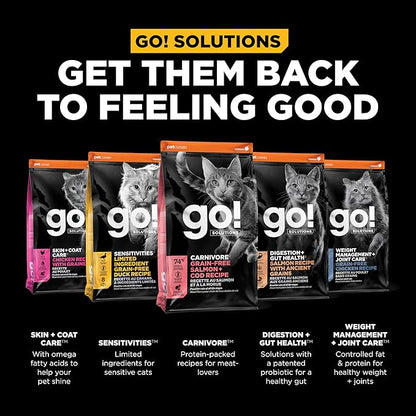 Go! Solutions Carnivore, Grain-Free, Protein Rich Dry Cat Food, Salmon and Cod Recipe, 3 lb Bag
