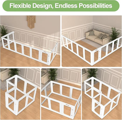 Clear Acrylic Dog Playpen with Door, 23.6" Tall Pet Play Pen Indoor for Cat Bunny Small Animals, Transparent Puppy Fence Kennel Rabbit Ferret, Doggie Cages Yard Easy Assemble, White, 12PCS