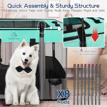 44x34x24 Inches Dog Playpen,Pet Playpen,Foldable Puppy Cat Playpen,Portable Exercise Kennel Tent Crate,Water-Resistant Breathable Shade Cover,Indoor Outdoor Travel Camping Use for Small Animals(L)