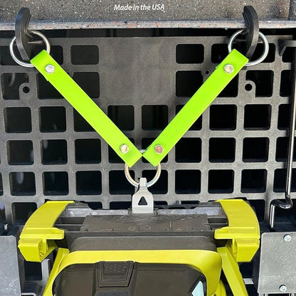 SparkDog Collars Dog Crate Fan Hanger, HotDawg Utility Strap, BioThane Ryobi P3320 Fan Hanger for Ruffland Dog Kennel, Bucket Holder Utility Strap - Made in The USA (Green/Green)
