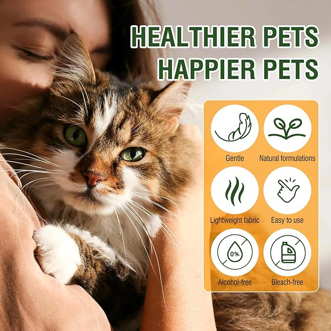 Soft Pet Eye Wipes with Aloe Vera Extract, Gentle Cleansing for Dogs & Cats - Multi-Use for Eyes, Paws, Ears & Chin Care, PH Balanced for Sensitive Skin (200 PCS)