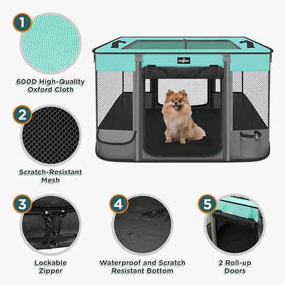 Pet Dog Cat Playpen,Foldable Waterproof Puppy KittenTent,Portable Playpen Kennel,Breathable Shade Cover Crate,Play Pen with Carrying Case, Indoor OutdoorTravel Camping for Small Animals