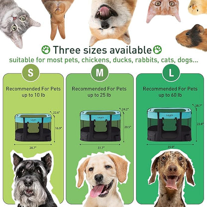 Love's cabin Pet Puppy Dog Playpen, Small Dog Tent Crates Cage Indoor/Outdoor, Portable Exercise Playpen for Dog and Cat, Foldable Pop Up Dog Kennel Playpen with Carring Case (S, Green)