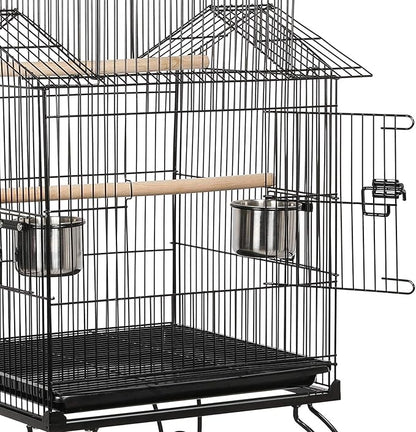 Yaheetech Budgie Cage 55-inch Rolling Standing Triple Roof Medium Parrot Cage Pet Bird Cage with Detachable Stand for Cockatiels Sun Parakeets Green-cheeked Conures Macaw
