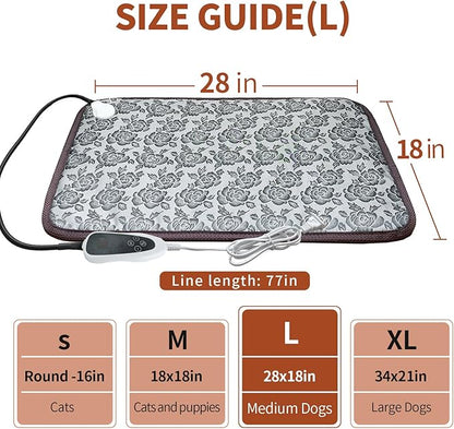 Dog Heating Pad for Dogs 28x18in Waterproof Pet Heating Pad Smart Thermostat Switch, Whelping Supplies Heated Dog Bedï¼_dding Wire Rope Wires Puppy Heating Pad Mat-Rose