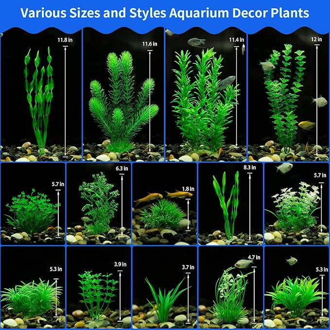MyLifeUNIT Aquarium Plants, 20 Pack Artificial Fish Tank Plants for Aquarium Decorations (Green)