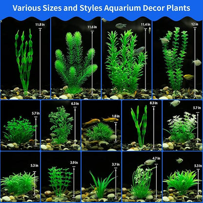 MyLifeUNIT Aquarium Plants, 20 Pack Artificial Fish Tank Plants for Aquarium Decorations (Green)