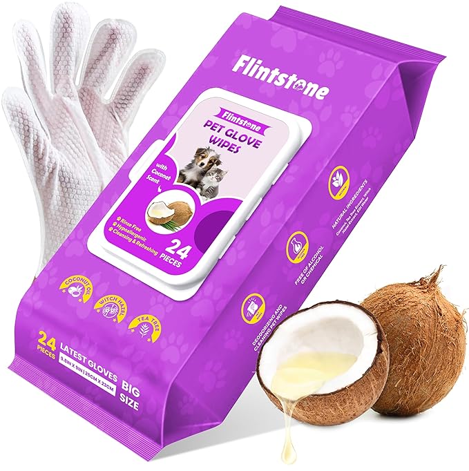 Flintstone Dog Wipes Cleaning Deodorizing - Hypoallergenic Cat Wipes - Extra Thick Wet Dog Wipes for Paws and Butt - Daily Care & Travel Pet Wipes - Latest Pet Wipes for Dogs, Puppy & Cats  24pcs