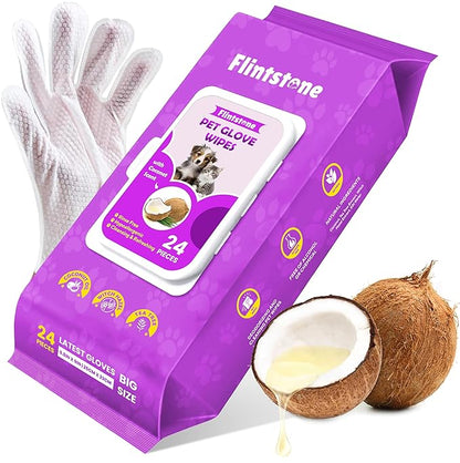 Flintstone Dog Wipes Cleaning Deodorizing - Hypoallergenic Cat Wipes - Extra Thick Wet Dog Wipes for Paws and Butt - Daily Care & Travel Pet Wipes - Latest Pet Wipes for Dogs, Puppy & Cats  24pcs