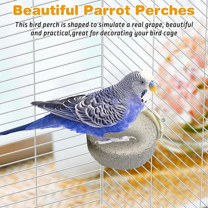 PINVNBY 6 PCS Bird Perch Parrot Beak Grinding Stone Calcium Mineral Parrot Perch Foot Claws Trimmer Chewing Toy Bird Cage Accessories for Small Medium Budgie Cockatiel Conure Lovebird (Lune)