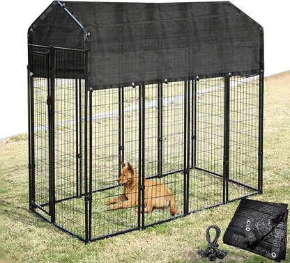 Dog Kennel Shade Cover 90% Sunblock Shading Cloth Net Mesh Tarp 10x10 ft for Outdoor Large Pet Crate with 12 Ball Bungee Cords