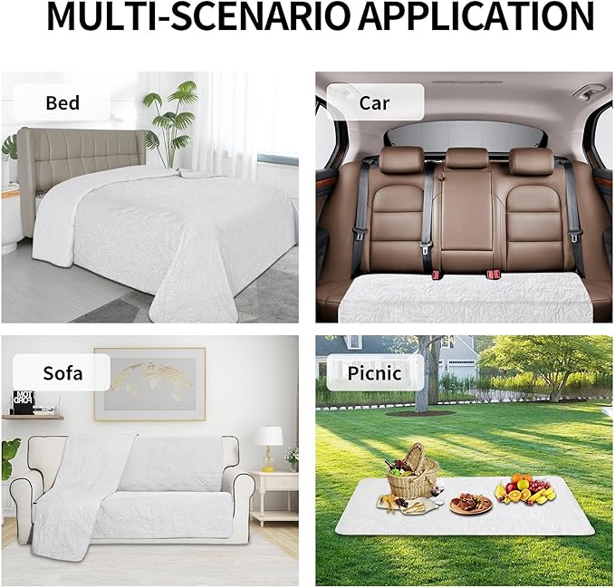 Easy-Going Waterproof Dog Bed Cover Reversible Leak Proof Pet Blanket Replacement Mat for Furniture Washable Couch Cover Sofa Cover for Dogs Cat(30x53 Inch, White/White)