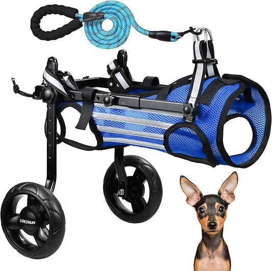 2024 Upgraded Dog Wheelchair for Back Legs Small Wheelchair for Dogs with Disabled Hind Legs Walking Adjustable Dog Carts with Heavy Duty Wheels
