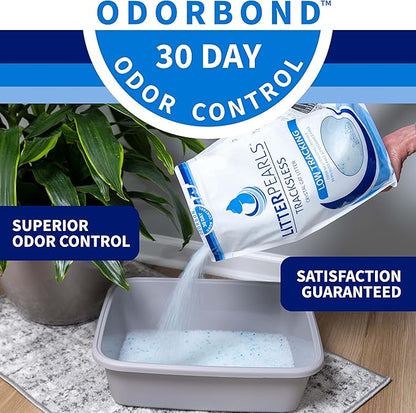 Litter Pearls Tracksless Unscented Non-Clumping Crystal Cat Litter with Odorbond, 20 Pounds