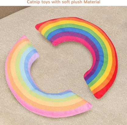 Cat Toys Rainbow Pillows, Catnip Toys for Indoor Cats Kitten, Soft and Durable, Interactive Cat Nip Chew Teeth Toy Kitty Kicker Toys 2 Pack