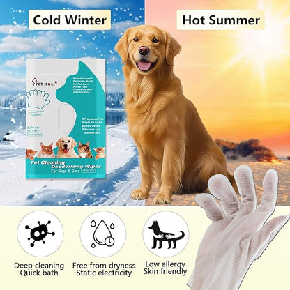 PETHous Multipurpose Pet Cleaning Gloves - 18 PCS, Post Surgery Pet Cleaning Mitts for Dogs/Cats | Dog Paw Cleaner Gloves, Waterless Cat Bath Gloves & Hypoallergenic Deodorizing Wipes Alternative