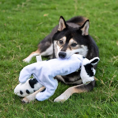 2-in-1 Stuffless Squeaky Dog Toys with Soft, Durable Fabric for Small, Medium, and Large Pets by Best Pet Supplies - No Stuffing for Indoor Play, Sheep, Cow, size L